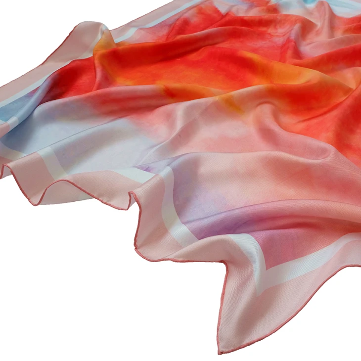 Floral Print Silk Satin Scarf Wrap