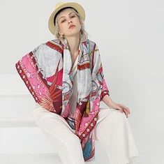 ผ้าพันคอไหมพิมพ์ม้าขนาดใหญ่